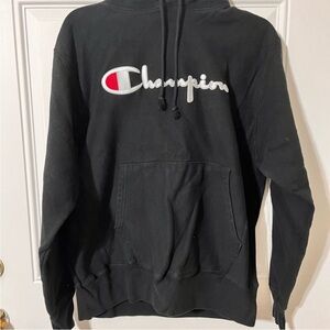 Champion Black Hoodie with Logo